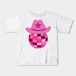 Pink Cowgirl Hat On Disco Ball Kids T-Shirt
